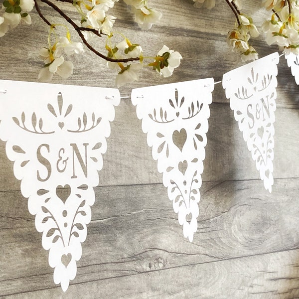 Personalised Banner with Initials, Wedding Banner, Engagement or Bridal Shower Bunting