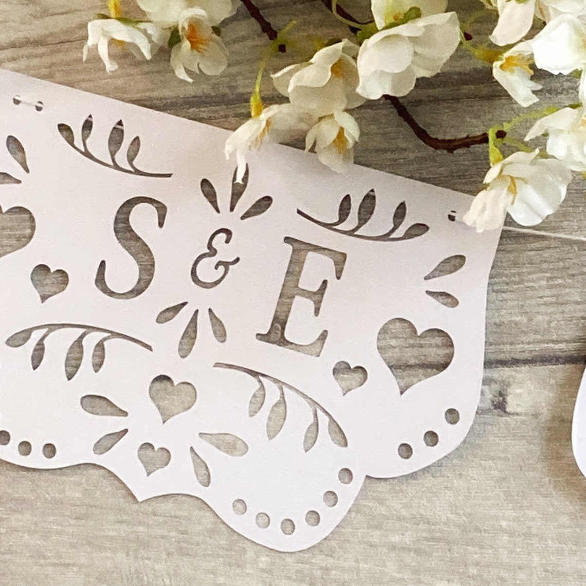 Personalised Papel Picado Wedding Banner With Your Initials and Doves ...