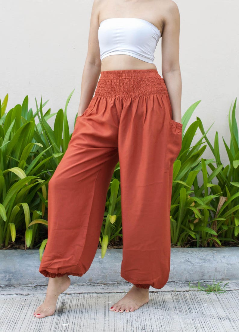 orange high waisted cargo pants