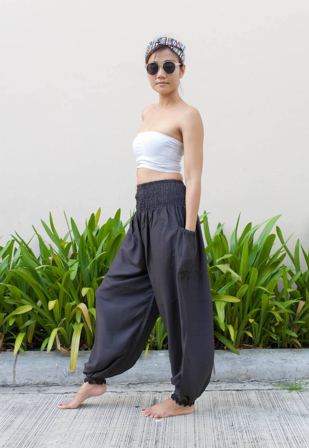 Harem Pants Women Solid Color Vintage Black. High Waisted Etsy