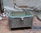 French antique trinket box, ring box. Glass and spelter.