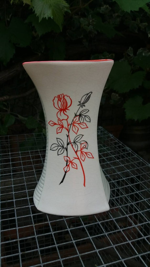 Sylvac Vase No 712 Red And White Etsy