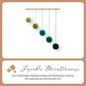 Green Gobbi Mobile, Montessori Baby Toy, Hanging Crib Mobile