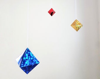 Holographic Octahedron mobile. Montessori inspired mobile. Baby mobile. Newborn toy. Baby toy. Early learning toy Hanging mobile