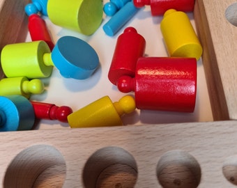 Montessori Knobbed Cylinders: Wooden Toddler Puzzle, Early Learning Grasp Toy