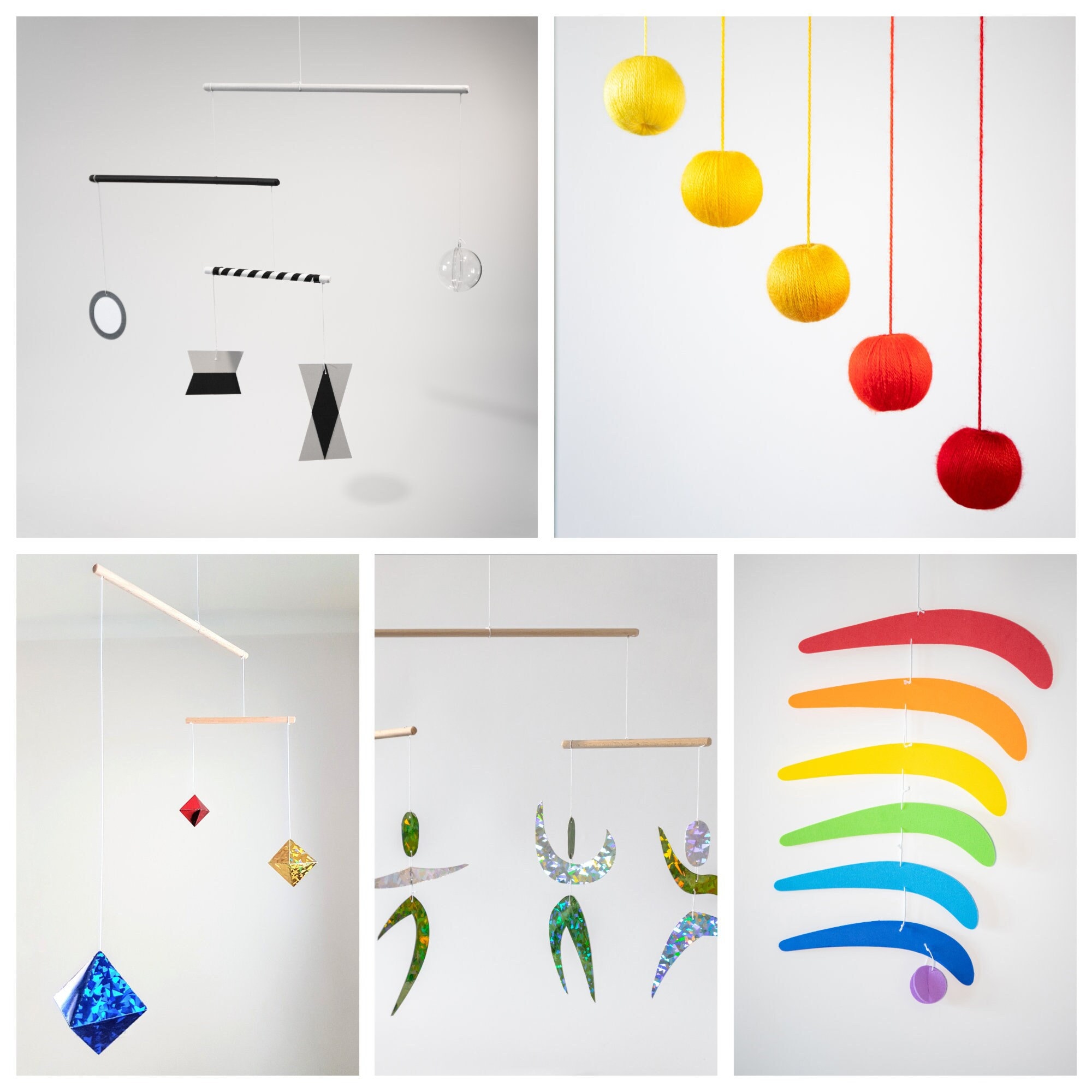 Set of 5 x montessori mobile - Munari, Orange Gobbi, Dancers, Octahedron, Rainbow. Montessori mobile, Baby mobile, Hanging mobile, boy, girl