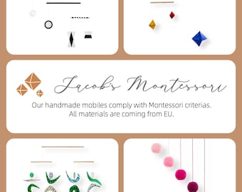 Set of 4 x montessori mobile - Munari, pink Gobbi, Octahedron, Dancers. Montessori mobile, Baby mobile, Hanging mobile, girl,