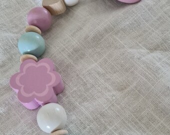 Pink Dummy Clip. Pacifier Holder. Pink Dummy Holder. Wooden Dummy Clip. Wooden Pacifier Clip.