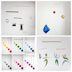 Juego de 4 móviles Montessori: Munari, Gobbi, Octaedro y Bailarines. Móvil Montessori. Móvil para guardería. Juego. Bebé