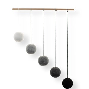 Gray Gobbi mobile, Montessori mobile, Montessori toy, Baby toy, Crib toy, Hanging toy, Essential baby mobile, baby mobile, girl, boy image 2