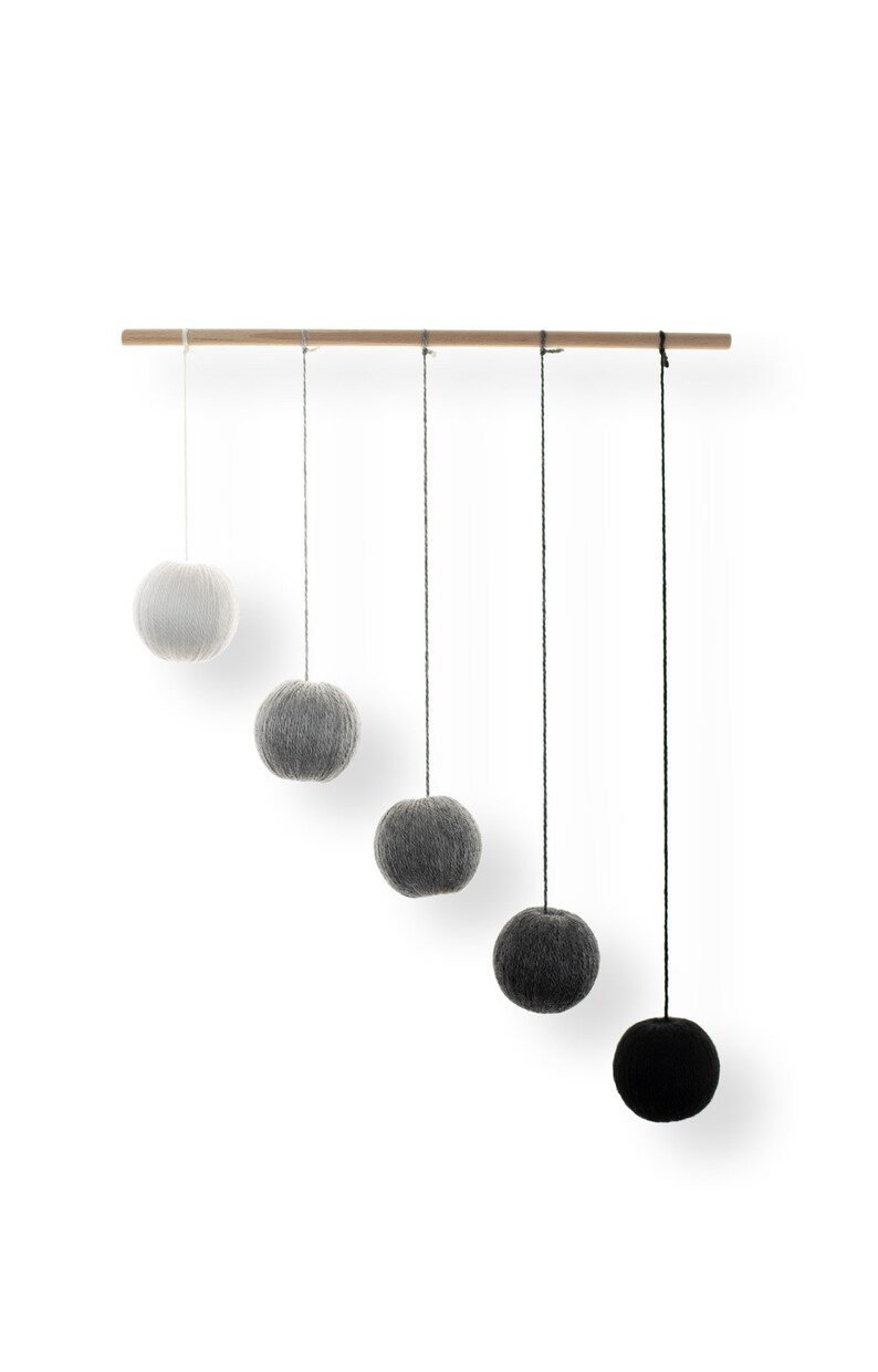 Gray Gobbi mobile, Montessori mobile, Montessori toy, Baby toy, Crib toy, Hanging toy, Essential baby mobile, baby mobile, girl, boy image 2