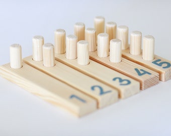 Montessori Counting Peg Boards. Early Maths. Counting 1-5 Peg Boards.Math Manipulative Materials Montessori Toys for Toddlers. Numbers 1-5.