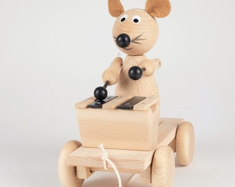 Pull Along Toy. Pull along mouse. Wooden toy. Organic toy. Natural wood toy. Xylophone pull along toy. Xylophone toy. Traditional toy.