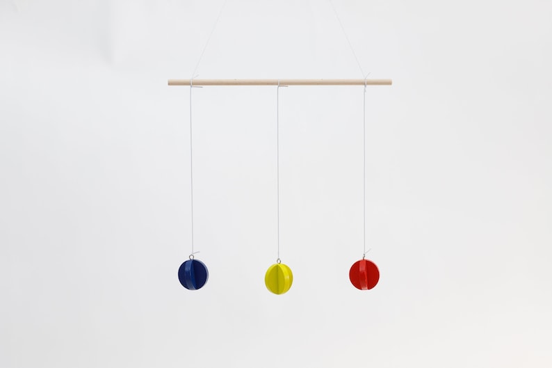 Primary Colors Baby Mobile, Montessori Inspired Hanging Toy image 1