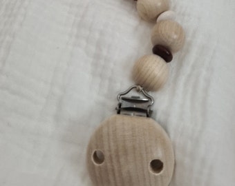 Natural Dummy Clip. Wooden Beads Dummy Clip. Pacifier Clip. Soother clip. Wooden Pacifier Clip.