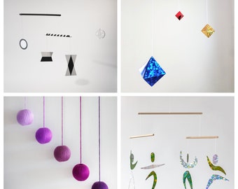 Montessori Mobile Set – Munari, Gobbi, Octahedron, Dancers for Newborn Visual Development