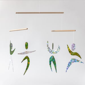 Ensemble de 5 x mobile Montessori avec salle de gym / support robuste Munari, Gobbi, Dancers, Octaedron, Rainbow, Nursery hanging mobile, giostrine image 7