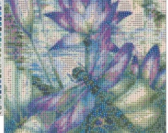 1 dragonfly pond diamond painting kit 30x40 full drill .Note in description ...destash USA seller