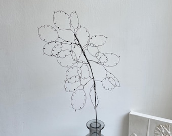 Wire flower, Honesty seed pods, leaves, flowers, garden flowers, gift, handmade, iron wire, rustic art, country cottage