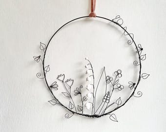 Wire wall art, wire flowers, clay flowers, Lily of the Valley, wild flowers, forget me nots, gift, birthday, letterbox gift, gift for mum