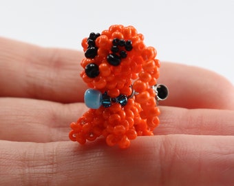Figura de perro Spaniel, dije de joyería hecha a mano con cuentas, regalo para amantes de los perros, llavero colgante para coche, dije de animal 3D para bolso, tamaño 1 pulgada