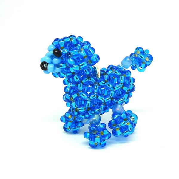 Poodle dog color charm unique beaded handmade jewelry cute doggy for dog lover gift dog key chain puppy ornament size is 1 inch