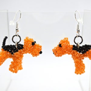 Unique gift handmade dog earrings Airedale terrier, Welsh terrier, Lakeland terrier beaded jewelry for her size is 1 inch
