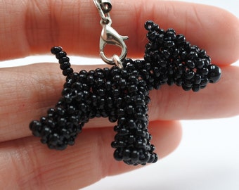 Colgante de perro negro Schnauzer, Kerry Blue o Lakeland Terrier, joyería hecha a mano con cuentas, llavero colgante para coche, dije de animal 3D para bolso, tamaño 1 pulgada
