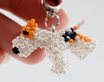 Collar con dije de figura de perro Fox Terrier, joyería hecha a mano con cuentas, regalo para amantes de los perros, joyería de animales 3D, adorno de cachorro, tamaño 1 pulgada