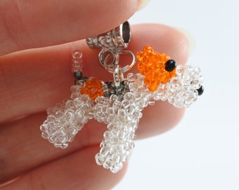 Collar con dije de figura de perro Fox Terrier, joyería hecha a mano con cuentas, regalo para amantes de los perros, joyería de animales 3D, adorno de cachorro, tamaño 1 pulgada