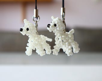 Figura de perro samoyedo hecha a mano con cuentas, dije de husky pequeño, cachorro de cristal checo, regalo para amantes de los perros malamute, figura coleccionable de animales en 3D