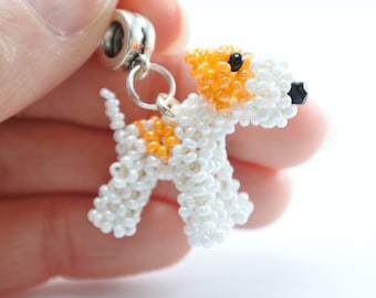 Collar con dije de figura de perro Fox Terrier, joyería hecha a mano con cuentas, regalo para amantes de los perros, joyería de animales 3D, adorno de cachorro, tamaño 1 pulgada