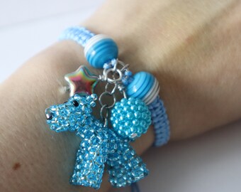 Pulsera de macramé con figura de perro Schnauzer, Kerry Blue o Lakeland Terrier, hecha a mano con cuentas, dije de joyería para mascotas, regalo para amantes de los perros, animal 3D