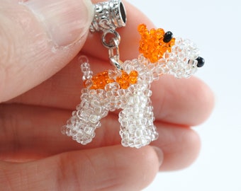 Collar con dije de figura de perro Fox Terrier, joyería hecha a mano con cuentas, regalo para amantes de los perros, joyería de animales 3D, adorno de cachorro, tamaño 1 pulgada