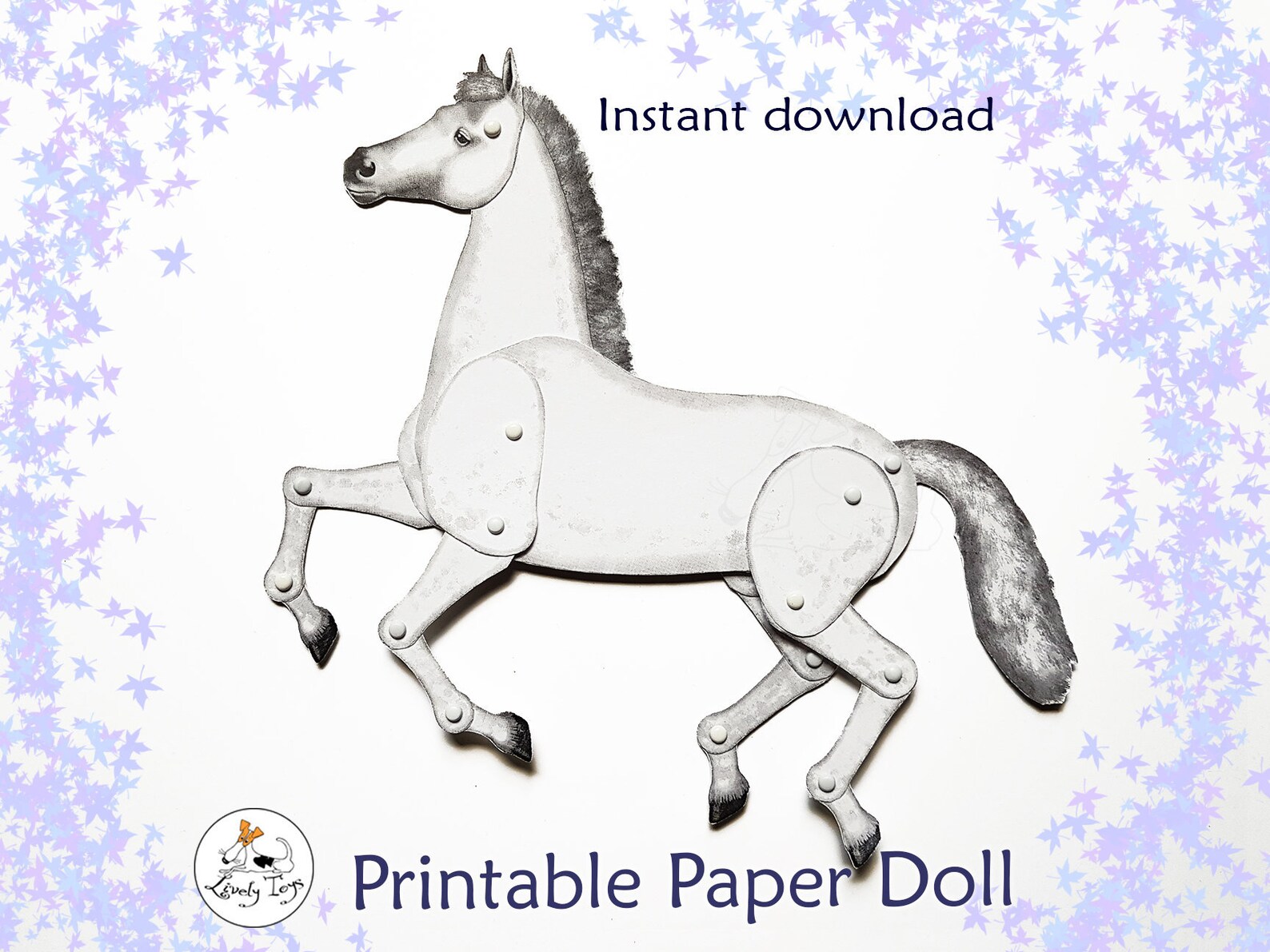 DIY horse printable pattern Cut out articulated room decor | Etsy