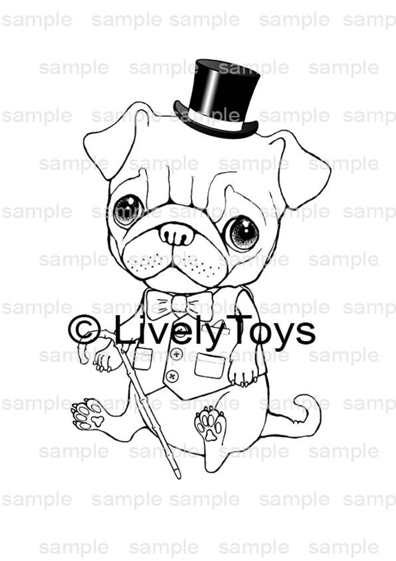 DIY puppy Pug dog Kids coloring pages Adult coloring book | Etsy