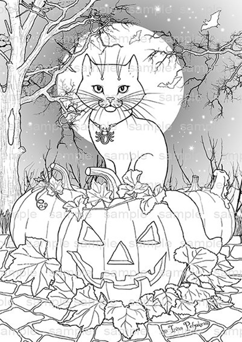 Boo Halloween coloring pages Bat cat Party decor Kids activity | Etsy