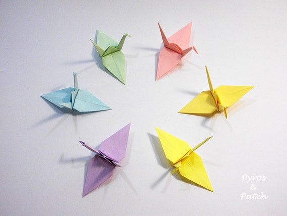 100 Cranes Origami 3 Pastel Tones Paper In Mix For Decorations Wall Art Or Strings To Hang100 Gru Origami Colori Pastello Per Decorazioni