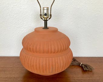Italian Sculpted Terracotta Lamp Handmade | Vintage Lighting