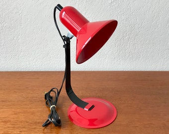 Adjustable Red Enamel Desk Lamp | Task Lighting