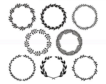 Download Leaves Wreath SVG Monogram Frames svg studio3 dxf eps | Etsy