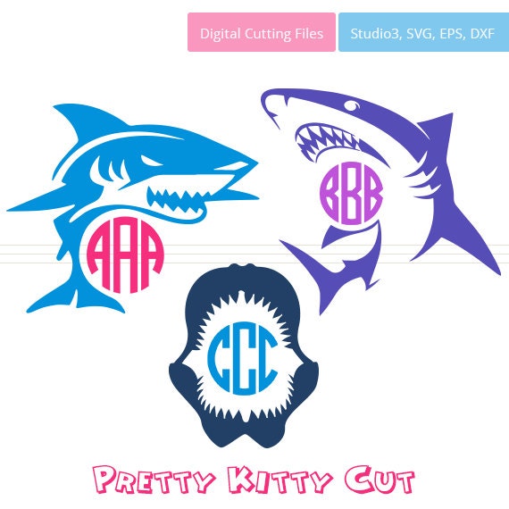 Download Shark SVG Monogram Frames instant download cut file svg