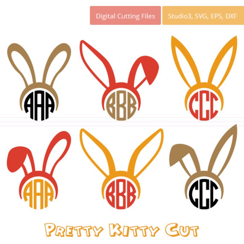 Download SVG Monogram Easter Bunny Ears instant download cut file ...