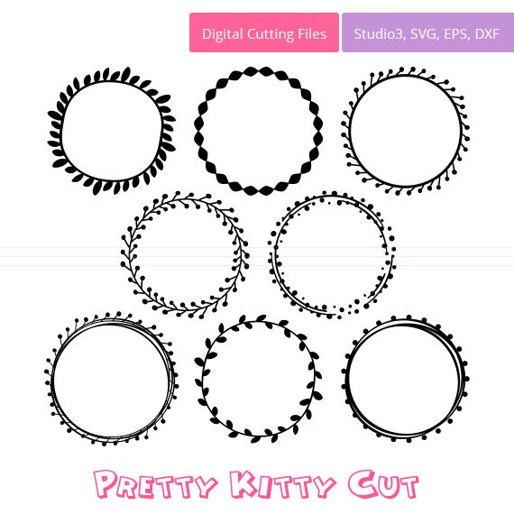 Download Leaves Wreath SVG Monogram Frames svg studio3 dxf eps | Etsy