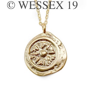 Reversible Gold Widow&#39;s Mite Coin Necklace | Artemis Bee Coin Necklace | Ancient Roman Coin Necklace | Gold Bee Coin Necklace