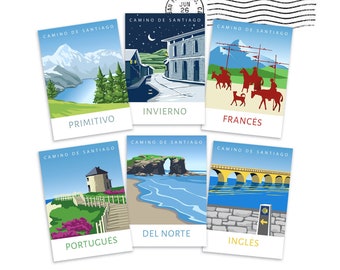 Cartes postales Camino de Santiago // Lot de 6