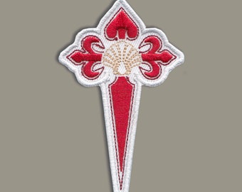 Cross of Saint James with Scallop Shell Patch // Camino de Santiago // 3.5" 9cm Embroidered // Camigas