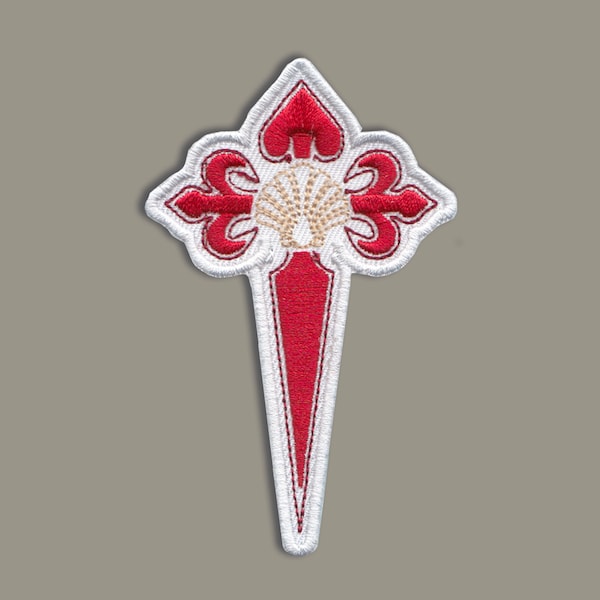 Cross of Saint James with Scallop Shell Patch // Camino de Santiago // 3.5" 9cm Embroidered // Camigas