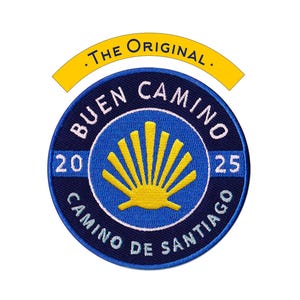 Parche conmemorativo del Camino de Santiago 2025 + Tarjeta con mapa de la ruta