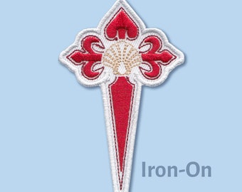 Cross of Saint James with Scallop Shell Patch // Camino de Santiago // 3.5" 9cm Embroidered // Camigas